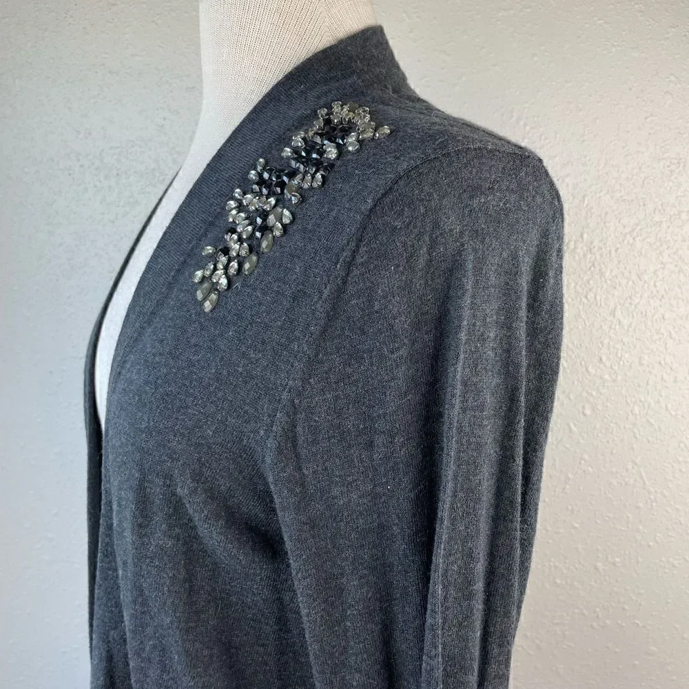 Gap Gray Silk Blend Cardigan Sweater Size L EUC